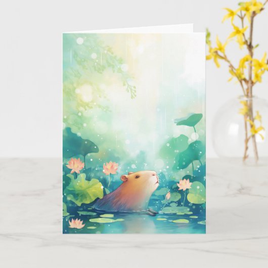 Capybara Pondside Paradise Kaart (Gele Bloem)