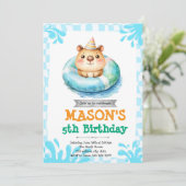 Capybara pool party uitnodiging (Staand voorkant)