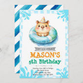 Capybara pool party uitnodiging (Voorkant / Achterkant)