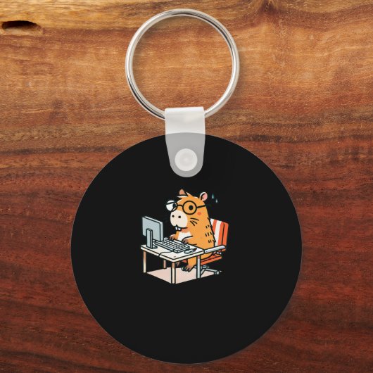 Capybara-programmeur die aan de computerstick werk sleutelhanger (Voorkant)