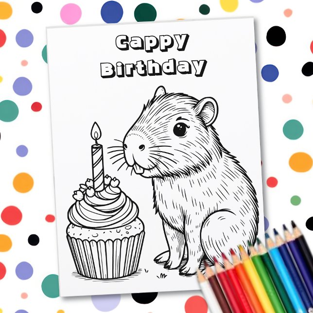 Capybara Pun Birthday | Coloring Page (Creator heeft geüpload)