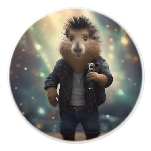 Capybara Punk rockzangeres, Keramische Knop (Voorkant)