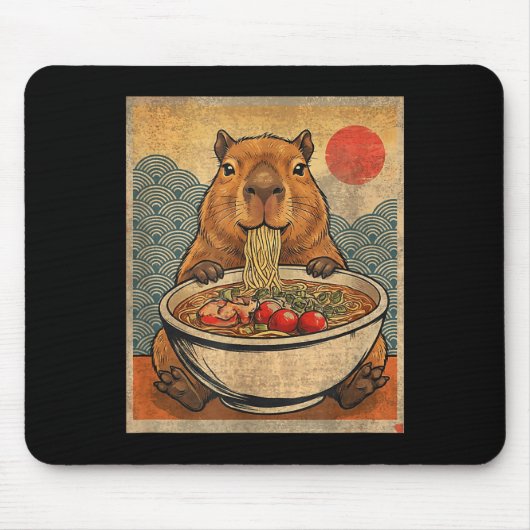 Capybara Ramen Japanese Funny Graphic Kawaii Anime Muismat (Voorkant)