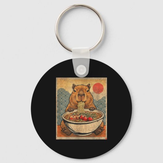 Capybara Ramen Japanese Funny Graphic Kawaii Anime Sleutelhanger (Voorkant)