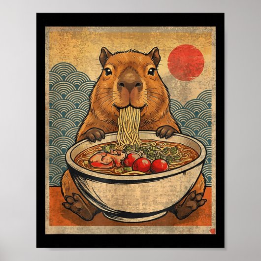Capybara Ramen Japans Grappig Grafisch Kawaii Anim Poster (Voorkant)
