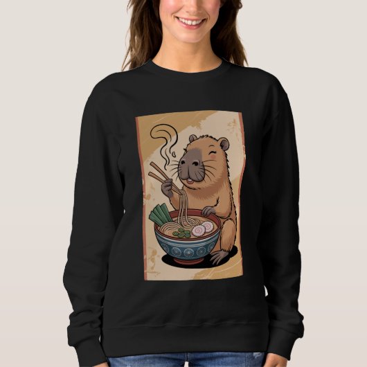 Capybara Ramen Lover Cute Japanese Noodle Bowl Ani Trui (Voorkant)