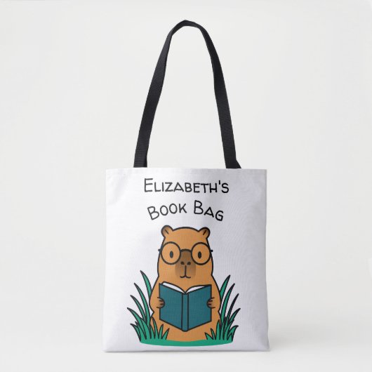 Capybara Reading Book Tote Bag (Voorkant)