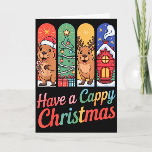 Capybara Reindeer Xmas Have A Capy Christmas  Kaart (Voorkant)