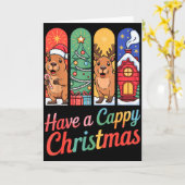 Capybara Reindeer Xmas Have A Capy Christmas  Kaart (Gele Bloem)
