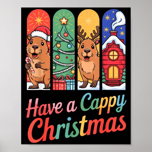 Capybara Reindeer Xmas Have A Capy Christmas  Poster (Voorkant)