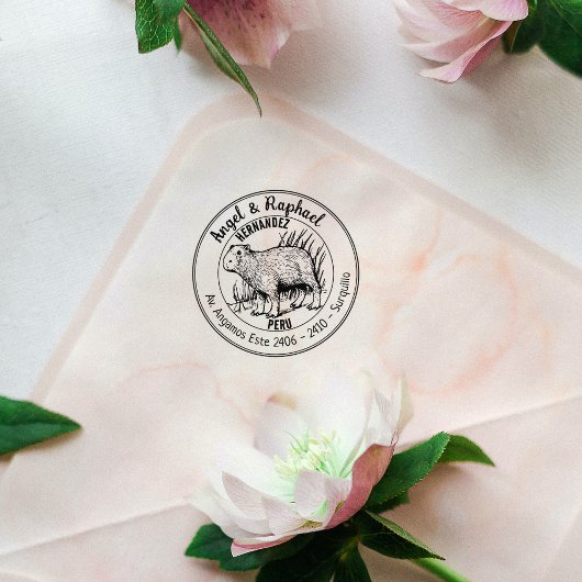 Capybara retouradres familie rubberstempel