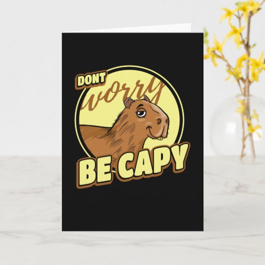 Capybara Retro Capibara Kaart (Gele Bloem)