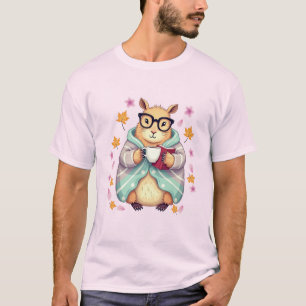 Capybara rijdt op een boek en drinkt koffie Kerse T-shirt