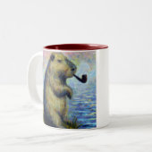 Capybara Roking a Pipe Tweekleurige Koffiemok (Voorkant links)