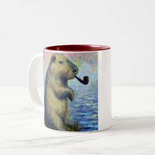 Capybara Roking a Pipe Tweekleurige Koffiemok (Voorkant links)