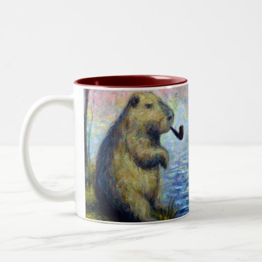 Capybara Roking a Pipe Tweekleurige Koffiemok (Links)