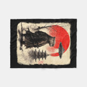 Capybara Samurai Retro Ufo Japanese Warrior Tenshu Fleece Deken (Voorkant (Horizontaal))