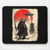 Capybara Samurai Retro Ufo Japanese Warrior Tenshu Muismat (Voorkant)