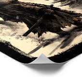 Capybara Samurai Retro Ufo Japanese Warrior Tenshu Poster (Hoek)