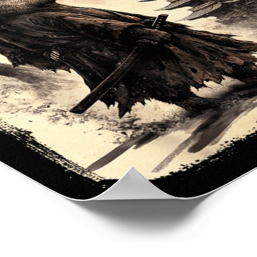 Capybara Samurai Retro Ufo Japanese Warrior Tenshu Poster (Hoek)