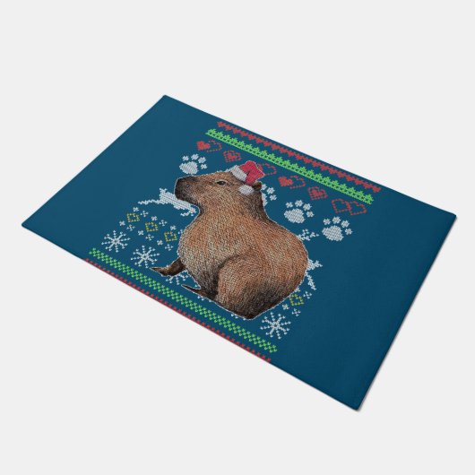 Capybara Santa-Claus Ugly Christmas Sweater Holida Deurmat (Schuin)