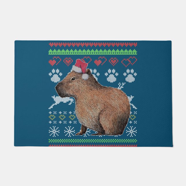 Capybara Santa-Claus Ugly Christmas Sweater Holida Deurmat (Voorkant)