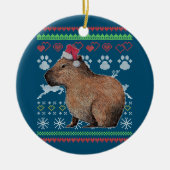 Capybara Santa-Claus Ugly KerstSweater Holida Keramisch Ornament (Voorkant)
