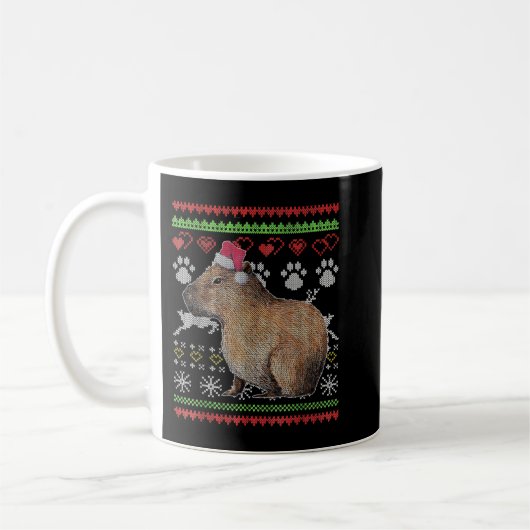 Capybara Santa-Claus Ugly KerstSweater Holida Koffiemok (Links)