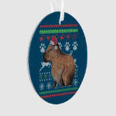 Capybara Santa-Claus Ugly KerstSweater Holida Ornament (voorkant)