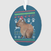 Capybara Santa-Claus Ugly KerstSweater Holida Ornament (voorkant)
