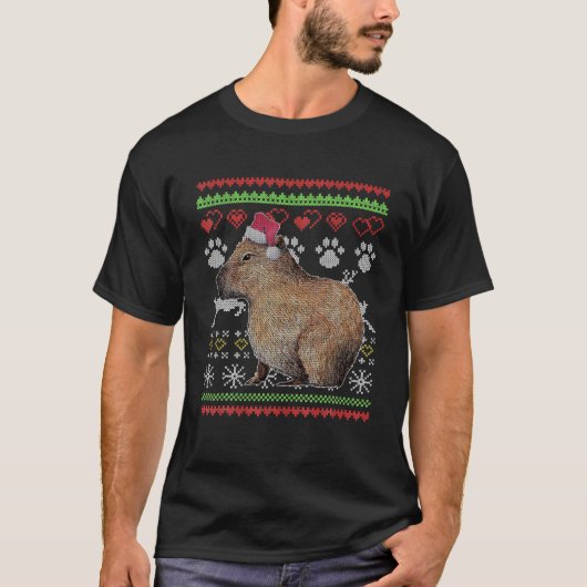 Capybara Santa-Claus Ugly KerstSweater Holida T-shirt (Voorkant)