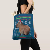 Capybara Santa-Claus Ugly KerstSweater Holida Tote Bag (Dichtbij)