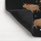 Capybara Santa Sleigh Flying Funny Magical Christm Muismat (Hoek)