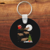 Capybara Santa Sleigh Flying Funny Magical Christm Sleutelhanger (Voorkant)