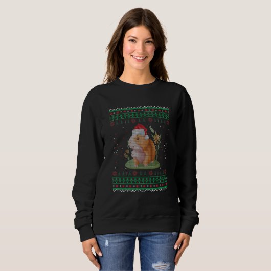 Capybara Santa Ugly kerstSweater Holiday Love Trui (Voorkant volledig)