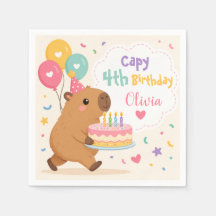 Capybara Schattig Capy 4de Verjaardag Meisje Roze 