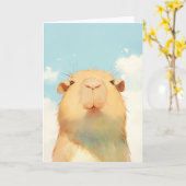 Capybara Schattig Gezicht Kaart (Gele Bloem)