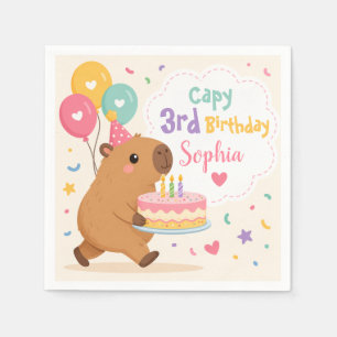 Capybara Schattig Meisje Capy 3e Verjaardag Roze T Servet