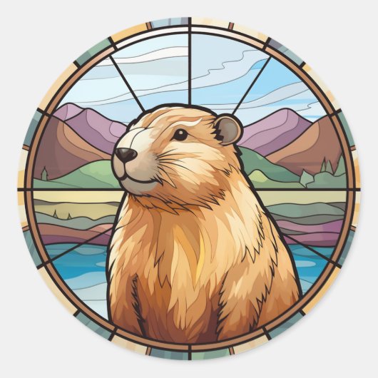 Capybara, Schattige Capybara, Grappig Capybara Ronde Sticker (Voorkant)