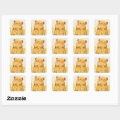 Capybara Schattige Glimlach Vierkante Sticker (Vel)