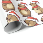 Capybara Schattige kerstpatroon Cadeaupapier (Rol Hoek)