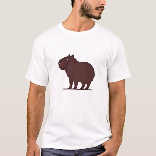 Capybara Schattige minimalistisch silhouet Natuur T-shirt (Voorkant)