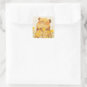 Capybara Schattige Smile Vierkante Sticker (Tas)