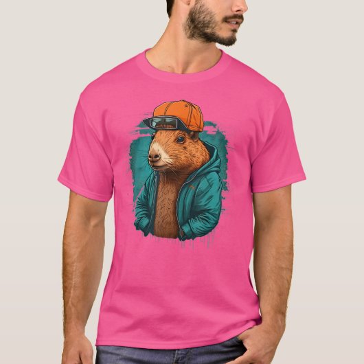 Capybara Schattigee en grappige Capybara Rap DJ Hi T-shirt (Voorkant)