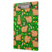 Capybara Schets met Lente Bloemen op Groen Klembord (Links)