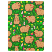 Capybara Schets met Lente Bloemen op Groen Klembord (Achterkant)