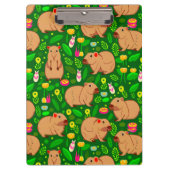 Capybara Schets met Lente Bloemen op Groen Klembord (Voorkant)