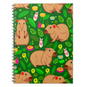 Capybara Schets met Lente Bloemen op Groen Notitieboek (Voorkant)