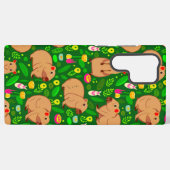 Capybara Schets met Lente Bloemen op Groen Samsung Galaxy Hoesje (Achterkant horizontaal)
