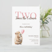 Capybara Second Birthday Invitation • Woodland Gir (Staand voorkant)
